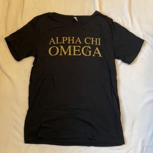 Alpha Chi Omega black and gold tee shirt
